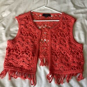 Zara Red Crochet Vest